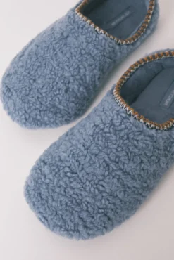 Zapatillas casa borreguito azul