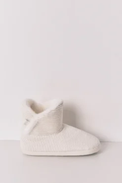 Zapatillas casa bota canalé blanco lurex