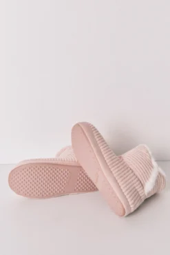Zapatillas casa bota canalé rosa lurex