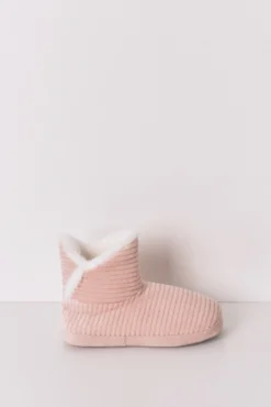 Zapatillas casa bota canalé rosa lurex