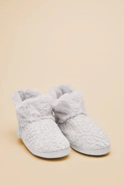 Zapatillas casa bota pelo gris