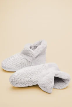 Zapatillas casa bota pelo gris