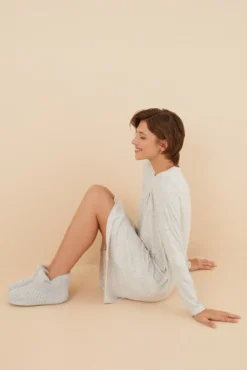 Zapatillas casa bota pelo gris