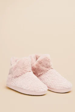 Zapatillas casa bota pelo rosa
