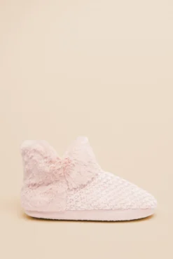 Zapatillas casa bota pelo rosa