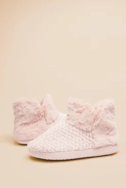 Zapatillas casa bota pelo rosa